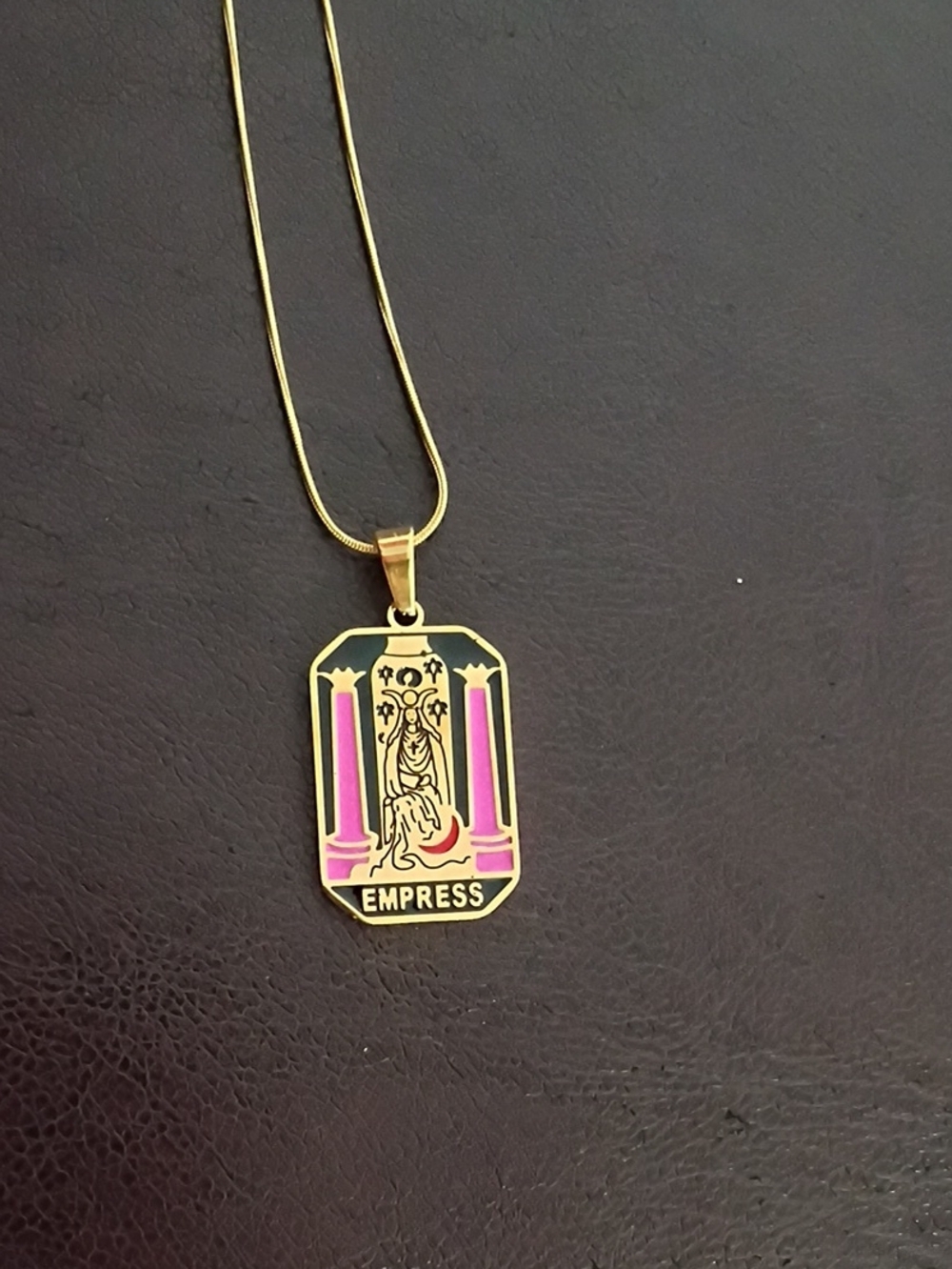 Gifted Empress Tarot Necklace Gold Over Stainless Steel